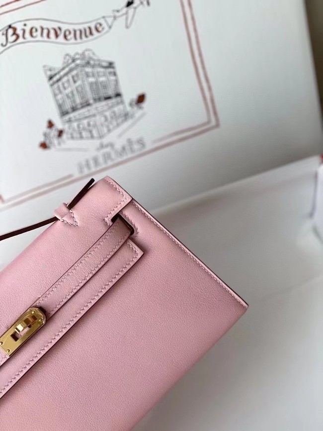 Hermes Original swift Leather KEL2278 pink&gold-Tone Metal