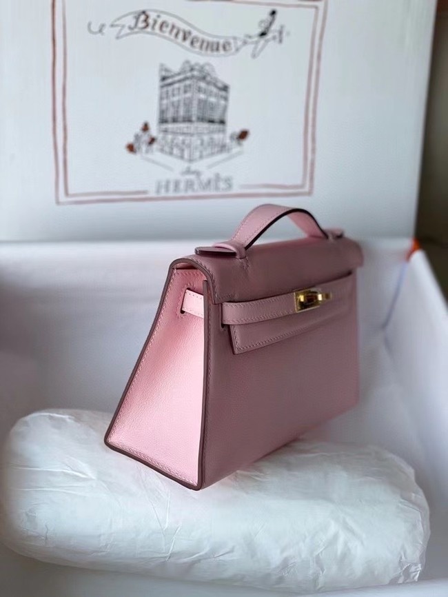 Hermes Original swift Leather KEL2278 pink&gold-Tone Metal