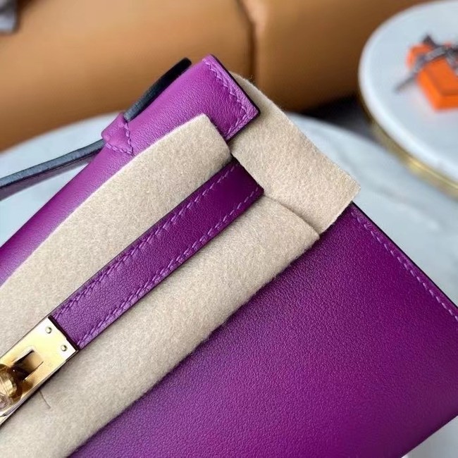 Hermes Original swift Leather KEL2278 purple&gold-Tone Metal