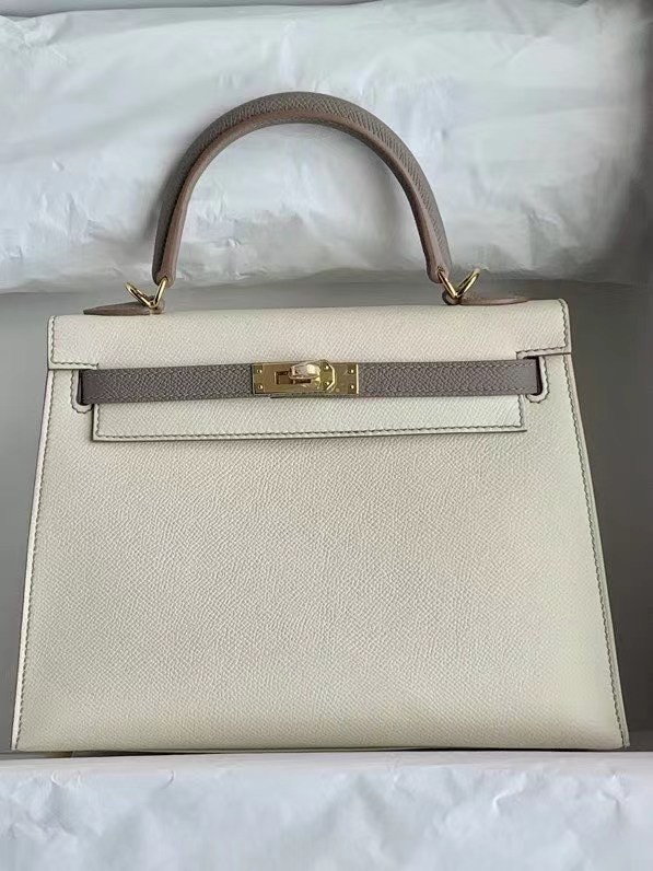 Hermes Original Epsom Leather KEL2578 cream&grey