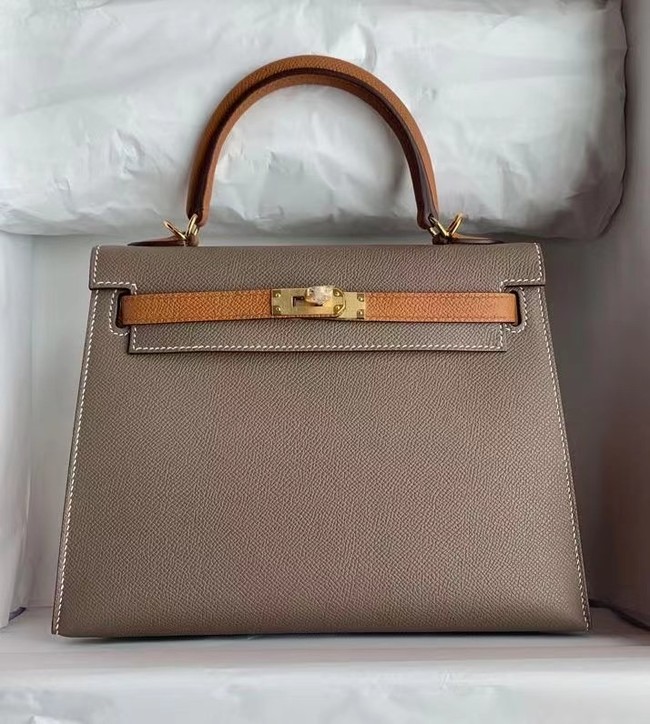 Hermes Original Epsom Leather KEL2578 grey&brown