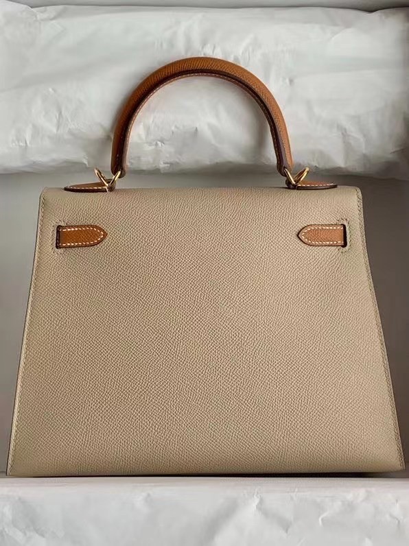 Hermes Original Epsom Leather KEL2578 light grey&brown