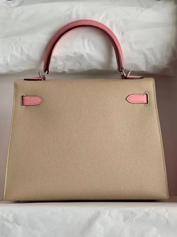 Hermes Original Epsom Leather KEL2578 light grey&pink