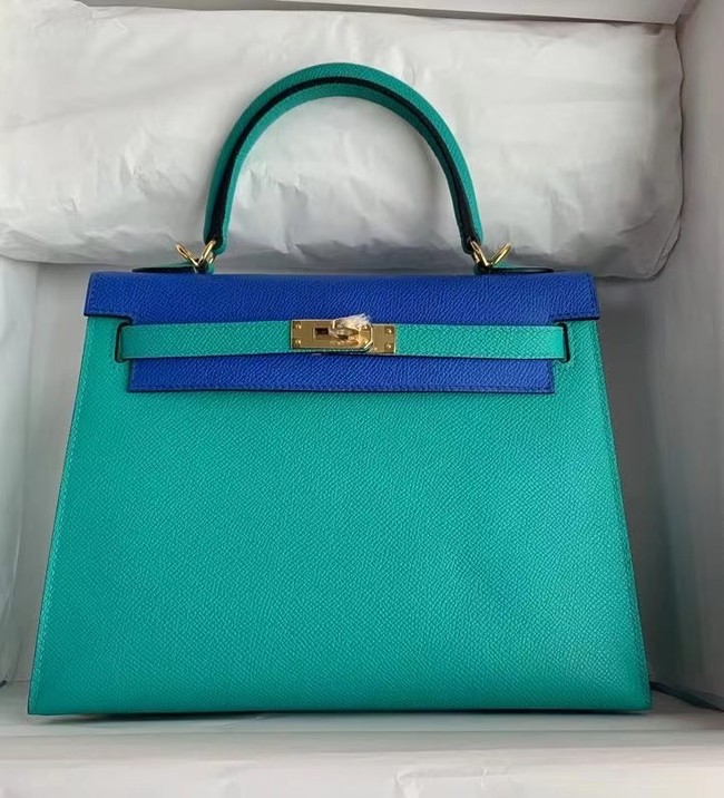 Hermes Original Epsom Leather KEL2578 skyblue&Electro optic blue