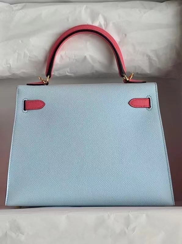 Hermes Original Epsom Leather KEL2578 skyblue&pink