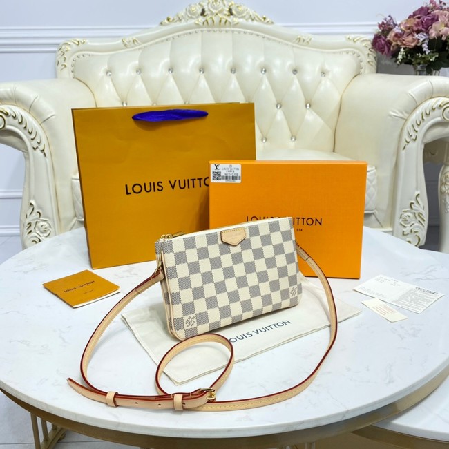 Louis vuitton Damier Azur Canvas DOUBLE ZIP POCHETTE M80084