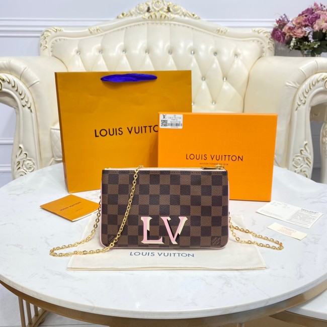 Louis vuitton Damier Ebene Canvas DOUBLE ZIP POCHETTE M80084