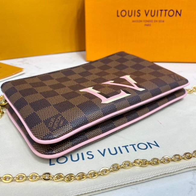 Louis vuitton Damier Ebene Canvas DOUBLE ZIP POCHETTE M80084