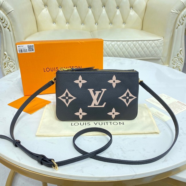 Louis vuitton Monogram Empreinte DOUBLE ZIP POCHETTE M80084 Black&Beige