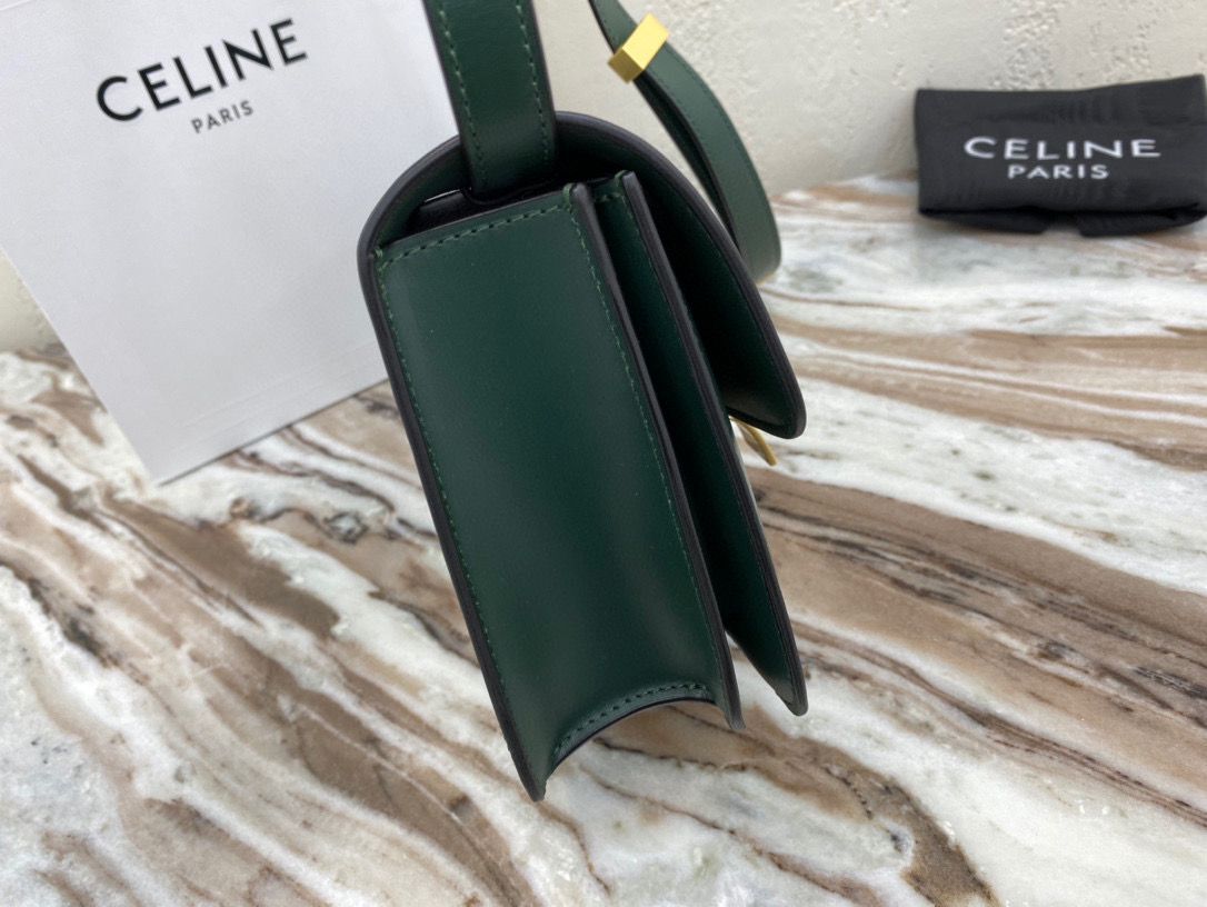 Celine Classic Box Teen Flap Bag Original Calfskin Leather 3379 Dark Green