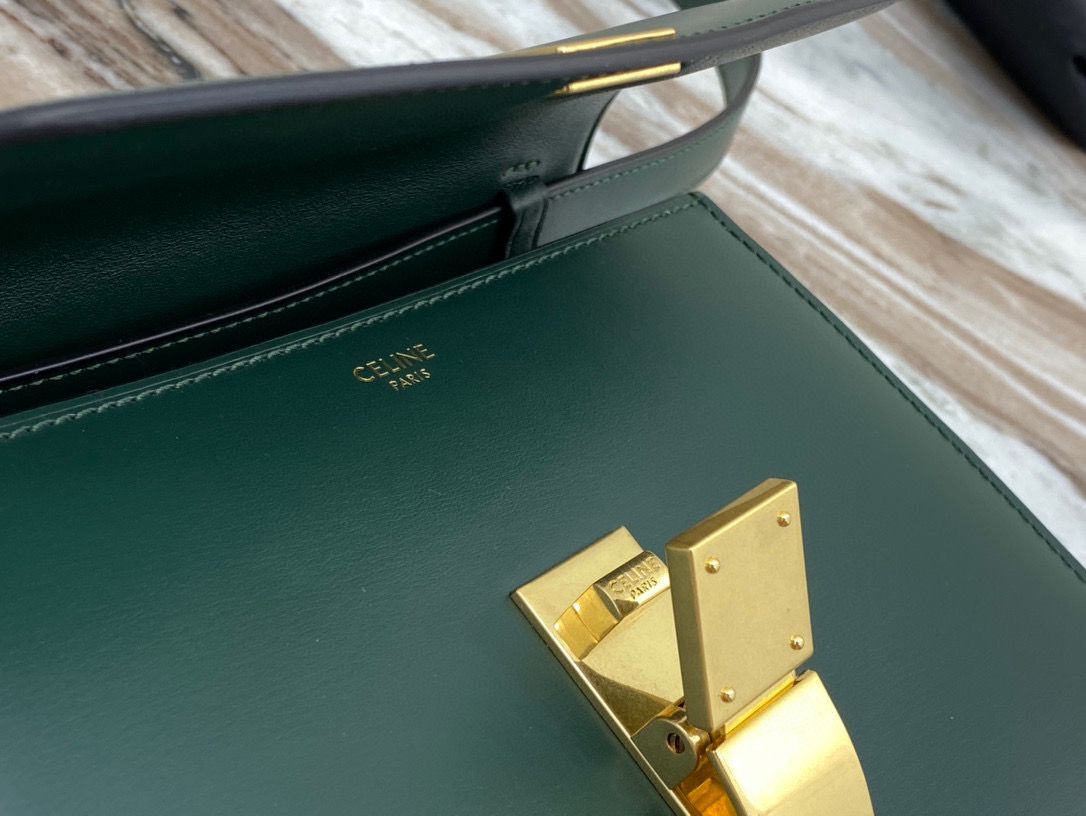 Celine Classic Box Teen Flap Bag Original Calfskin Leather 3379 Dark Green