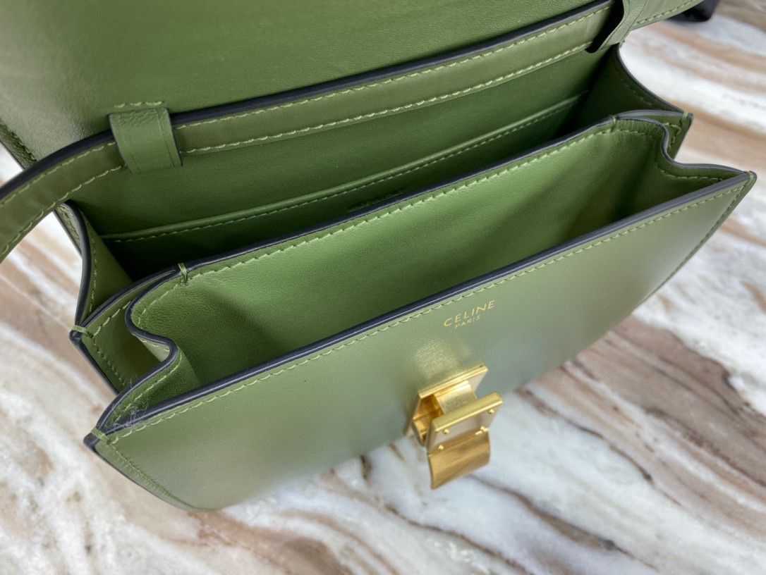 Celine Classic Box Teen Flap Bag Original Calfskin Leather 3379 Green