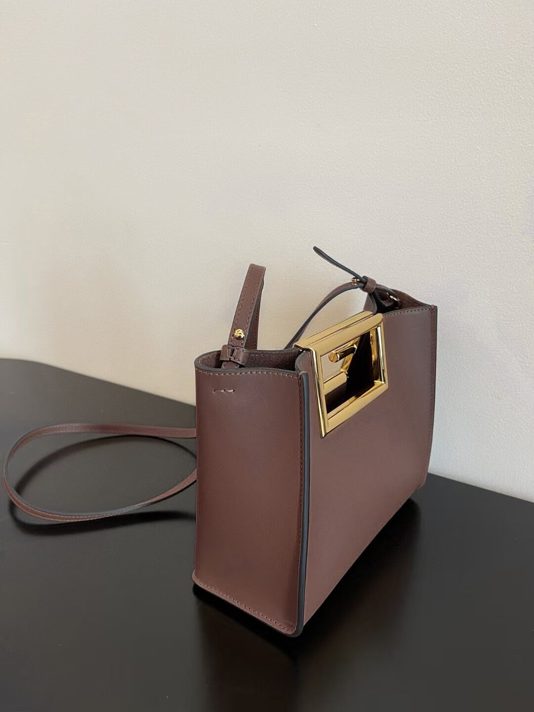 FENDI WAY small leather bag 5FB6846 Dark brown