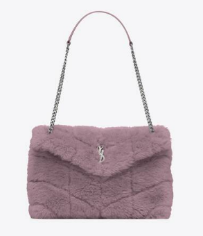 Yves Saint Laurent PUFFER BAG IN MERINO SHEARLING AND LAMBSKIN Y597476 LILAC