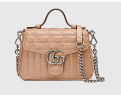 Gucci GG Marmont mini top handle bag 583571 Rose beige