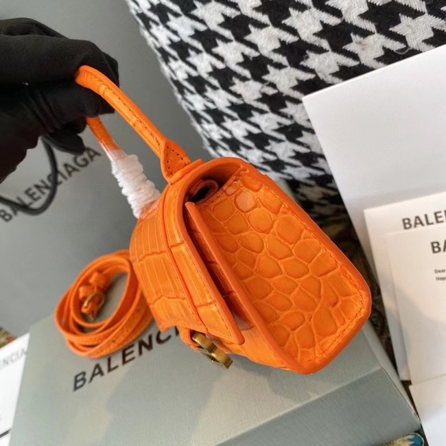 Balenciaga WOMENS HOURGLASS MINI TOP HANDLE BAG M8000 ORANGE