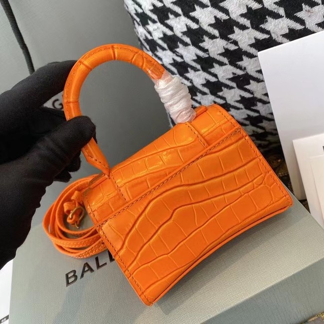 Balenciaga WOMENS HOURGLASS MINI TOP HANDLE BAG M8000 ORANGE