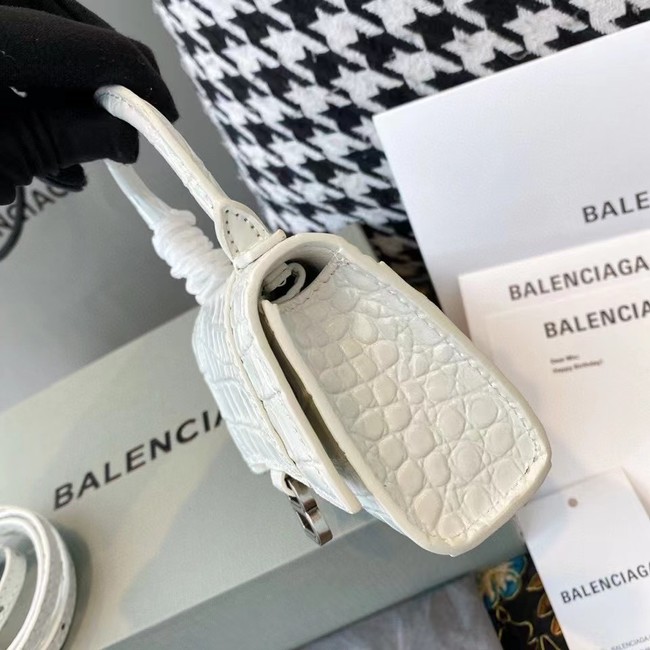 Balenciaga WOMENS HOURGLASS MINI TOP HANDLE BAG M8000 WHITE