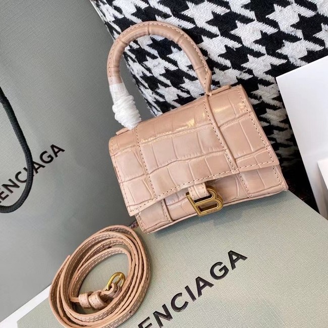 Balenciaga WOMENS HOURGLASS MINI TOP HANDLE BAG M8000 apricot