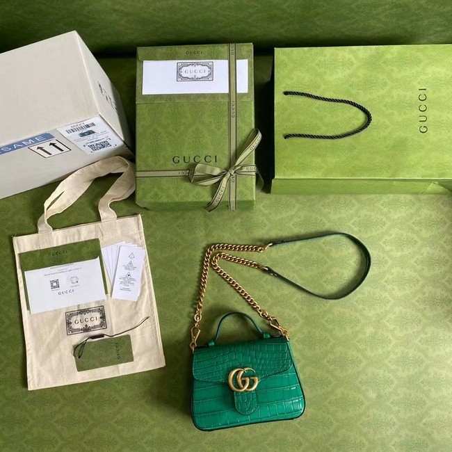 Gucci GG Marmont crocodile mini top handle bag 547260 green