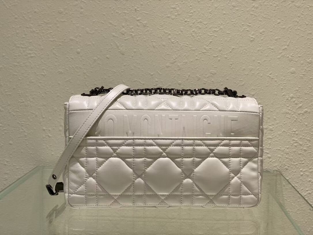 LARGE DIOR CARO BAG Gradient Cannage Lambskin M9243E white