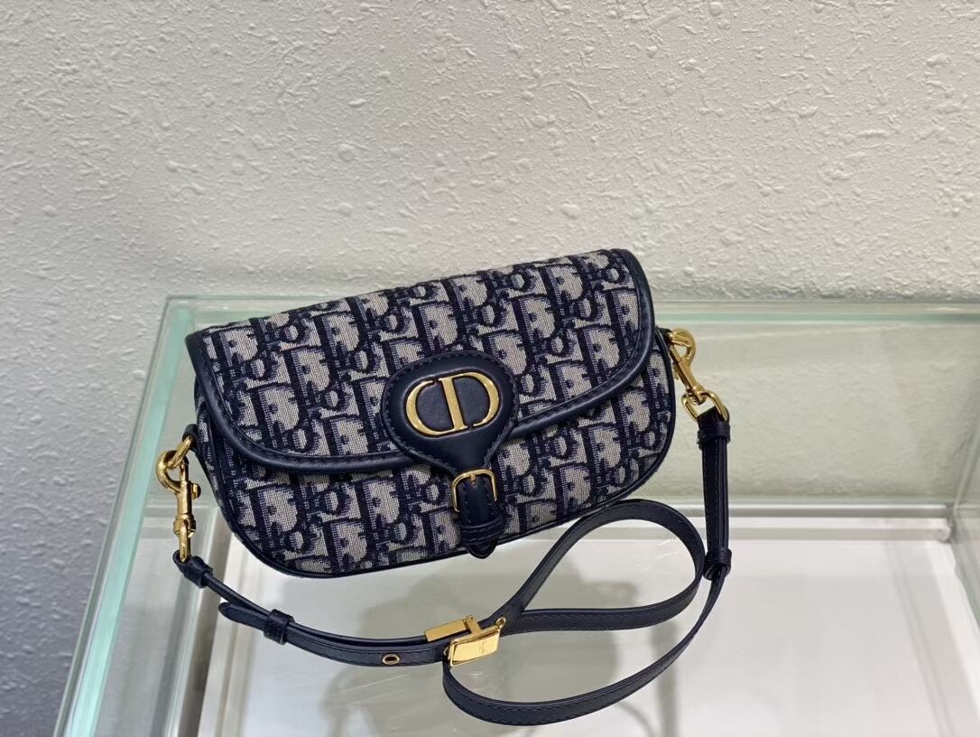 MEDIUM DIOR BOBBY BAG Warm Taupe Box Embroidery M9327 dark blue