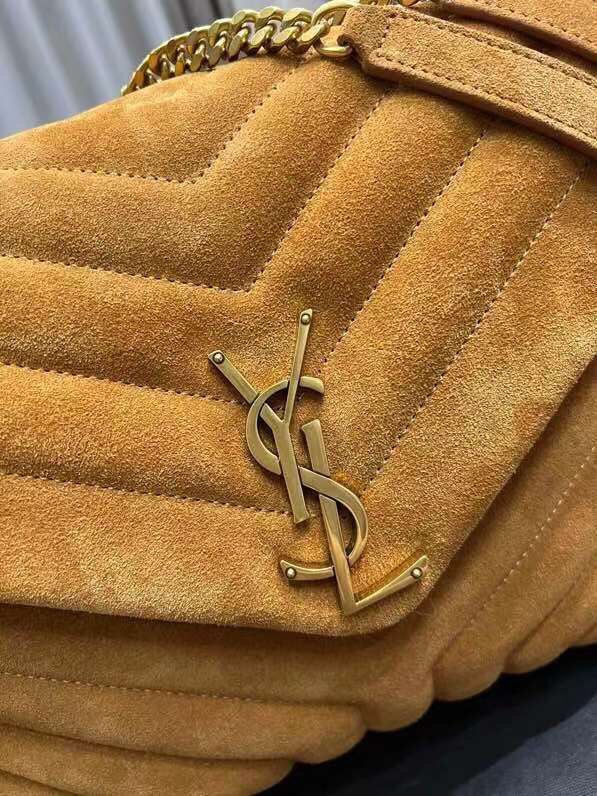 Yves Saint Laurent LOULOU large BAG IN Y-QUILTED SUEDE Y787216 CINNAMON