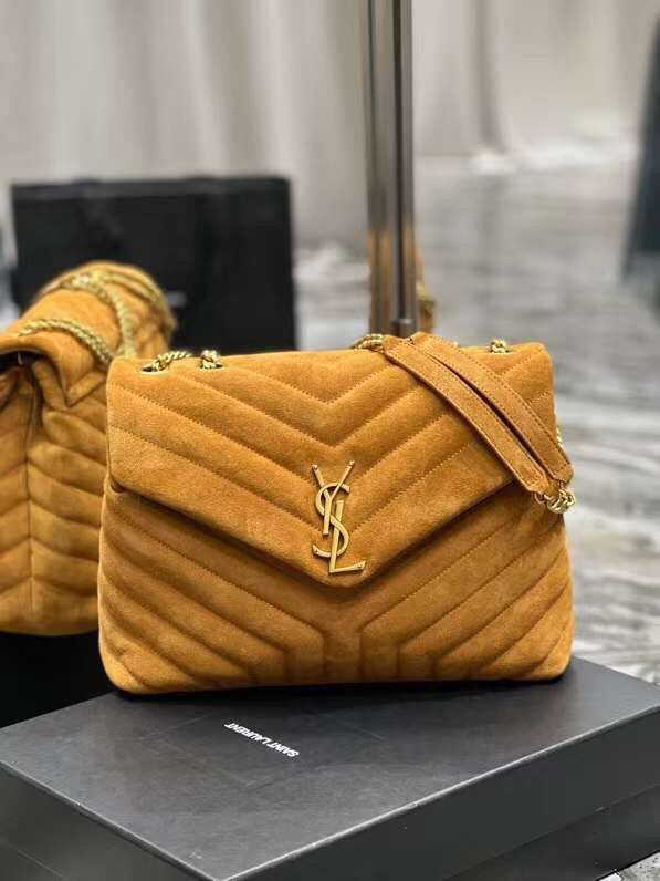 Yves Saint Laurent LOULOU large BAG IN Y-QUILTED SUEDE Y787216 CINNAMON