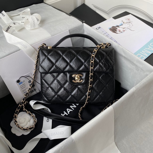 CHANEL Calfskin Flap Shoulder Bag AS2892 black