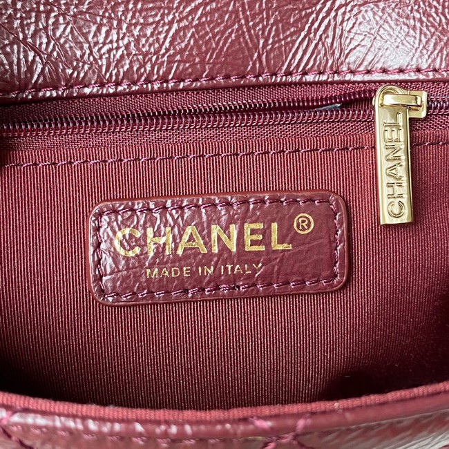 CHANEL Calfskin Flap Shoulder Bag AS2892 red