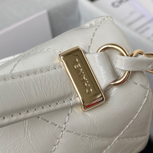 CHANEL Calfskin Flap Shoulder Bag AS2892 white