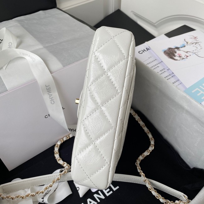 CHANEL Calfskin Flap Shoulder Bag AS2892 white