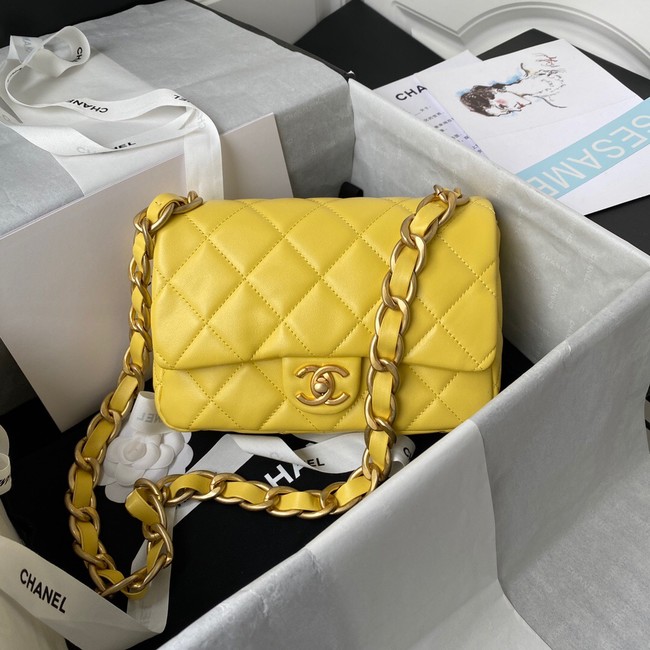 CHANEL Lambskin Flap Shoulder Bag 2022SS yellow