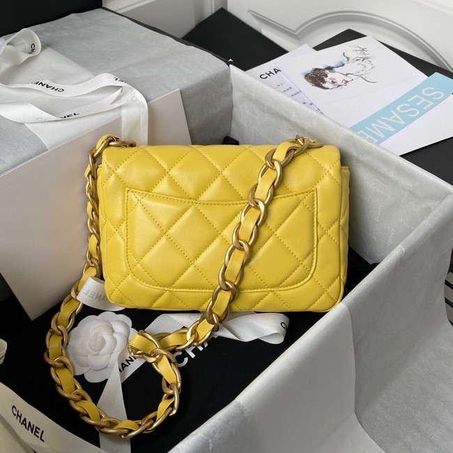 CHANEL Lambskin Flap Shoulder Bag 2022SS yellow