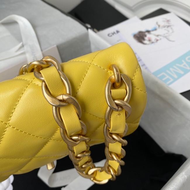 CHANEL Lambskin Flap Shoulder Bag 2022SS yellow