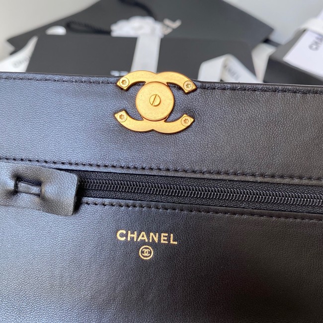 CHANEL Lambskin Flap Shoulder Bag AP2289 black