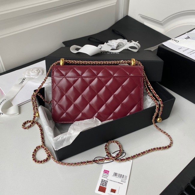 CHANEL Lambskin Flap Shoulder Bag AP2289 red