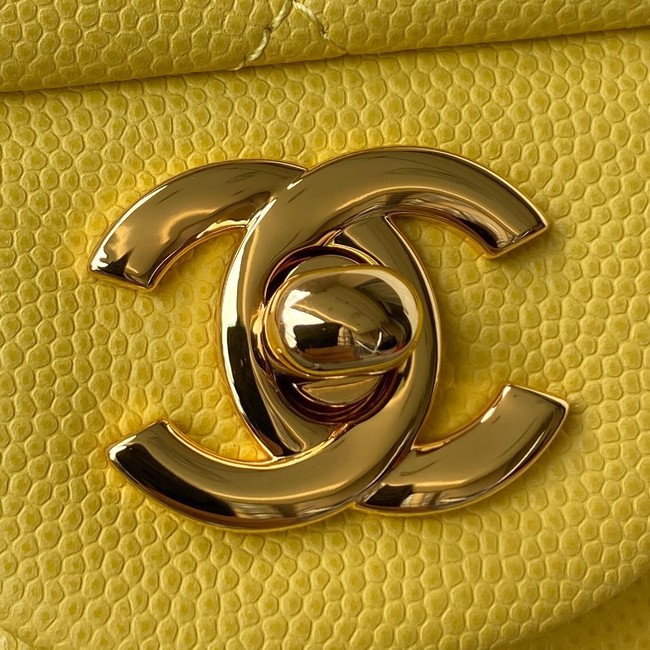 Chanel Flap Shoulder Bag Grained Calfskin A01112 gold-Tone Metal yellow