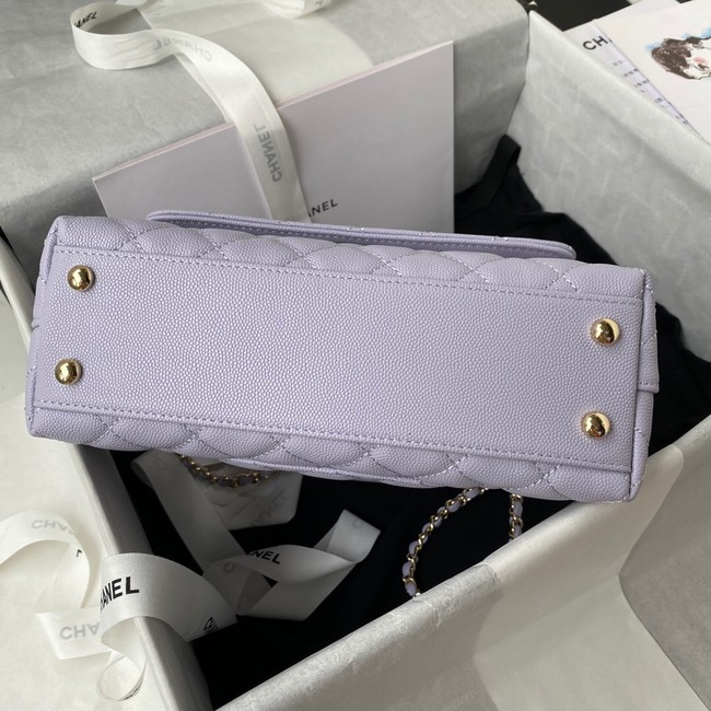 Chanel flap bag with top handle Grained Calfskin  gold-Tone Metal A92990 light purple