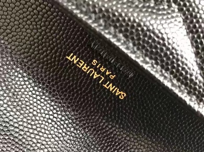 Yves Saint Laurent MONOGRAM CLUTCH IN QUILTED GRAIN DE POUDRE EMBOSSED LEATHER 617662 black