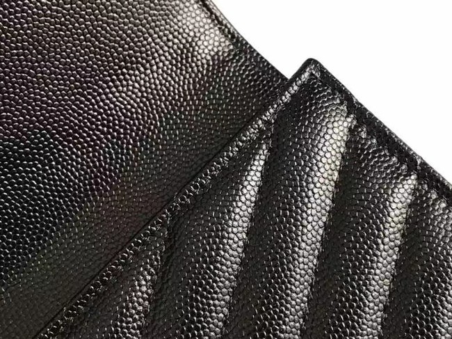 Yves Saint Laurent MONOGRAM CLUTCH IN QUILTED GRAIN DE POUDRE EMBOSSED LEATHER 617662 black