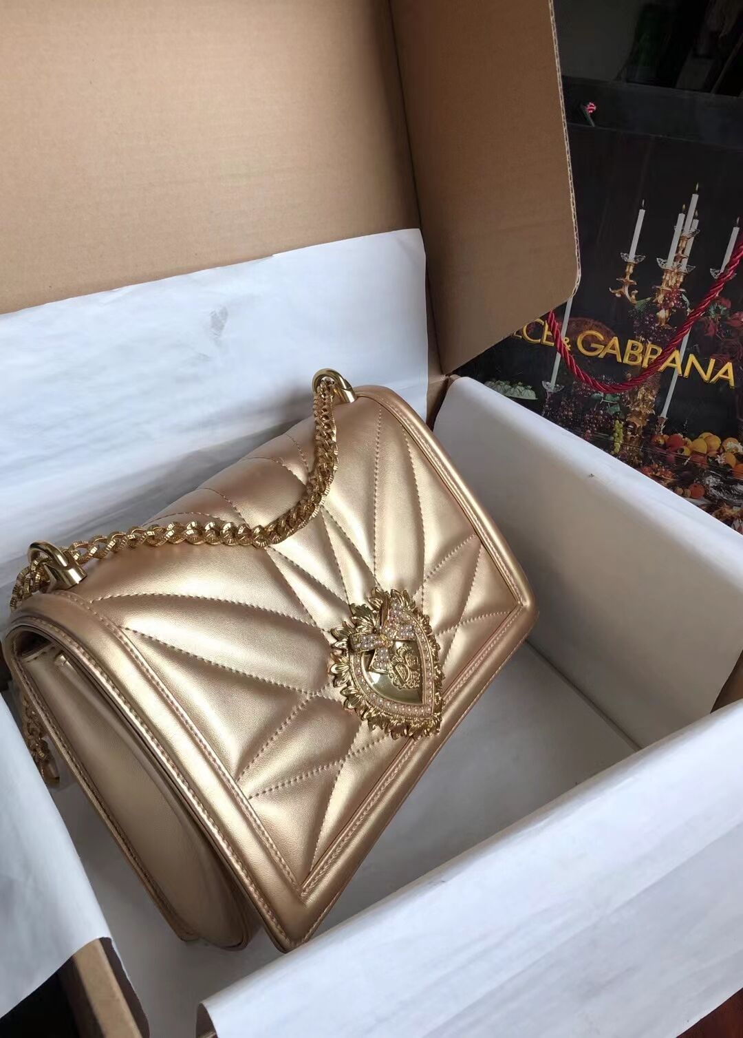 Dolce & Gabbana Origianl Leather Bag 4348 gold