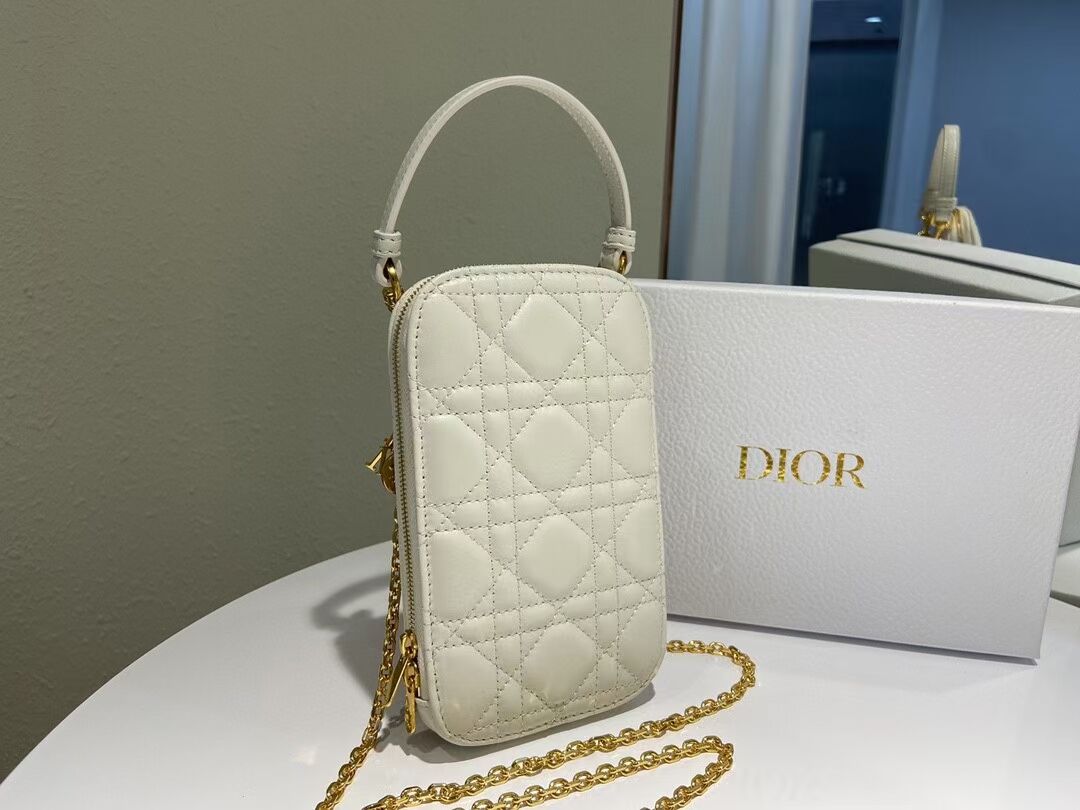 DIOR MINI BOBBY BAG Gradient Cannage Lambskin C0955 white