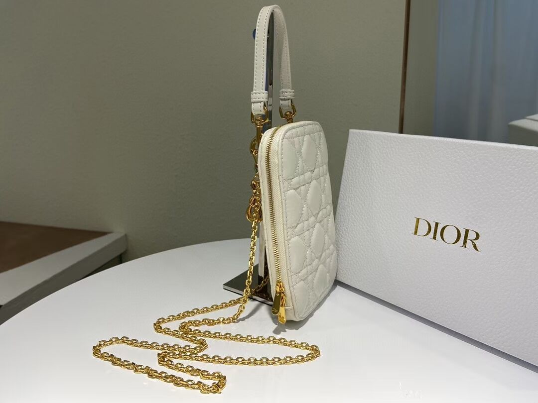 DIOR MINI BOBBY BAG Gradient Cannage Lambskin C0955 white