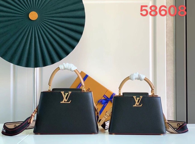 Louis Vuitton CAPUCINES MM M58608 Black&Arizona Beige