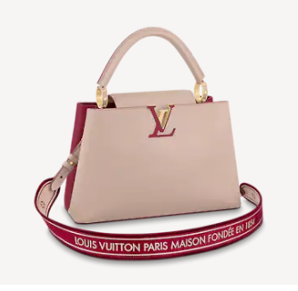 Louis Vuitton CAPUCINES MM M58608 Eggshell&Lie de Vin Red