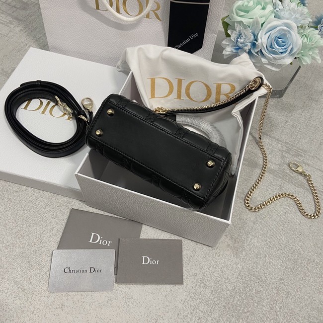 MINI LADY DIOR BAG Lambskin M0566OW black&gold