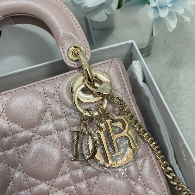 MINI LADY DIOR BAG Lambskin M0566OW Pearlescent powder&gold