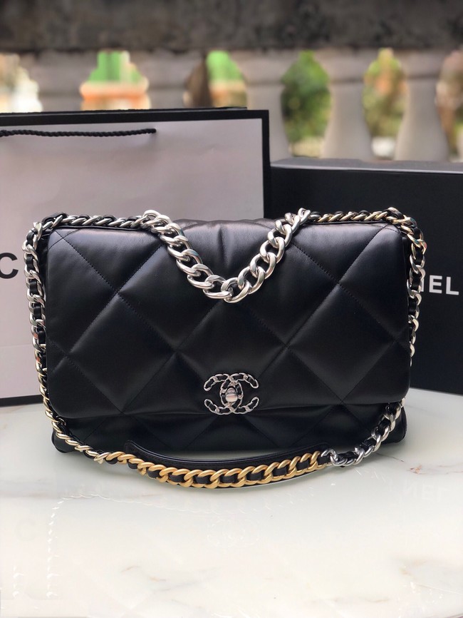 CHANEL Lambskin 19 Flap Bag AS1162 black