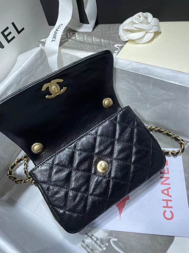 Chanel SMALL FLAP BAG Calfskin Imitation Pearls & Gold-Tone Metal AS3000 black